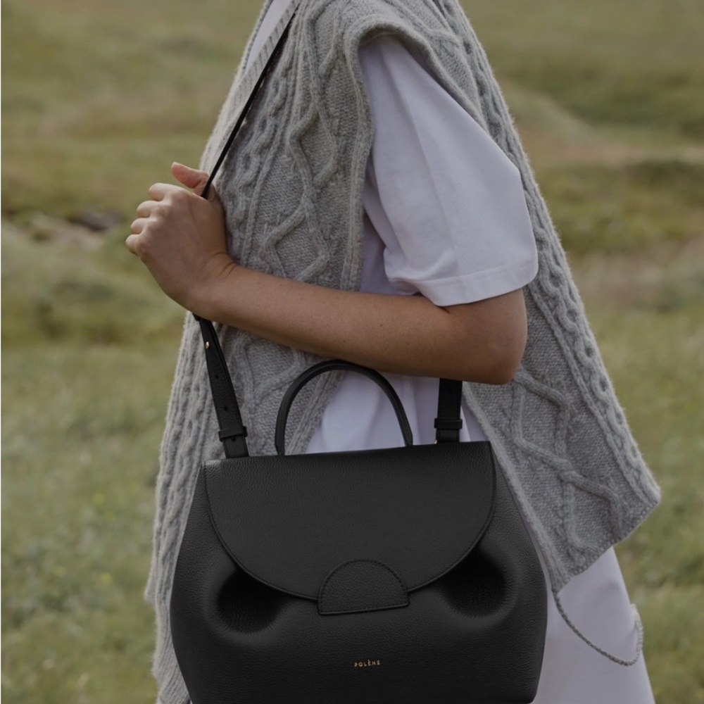 Black Leather Polene Bag
